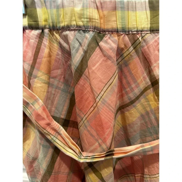 Talbots Women's Cotton Preppy Soft Pull On Pastel Plaid Midi Skirt Size Small - Picture 2 of 4